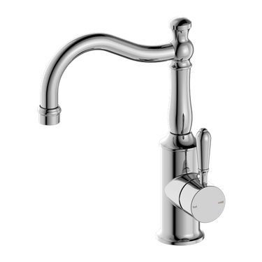 York | Chrome Basin Mixer Hook Spout With Metal Lever