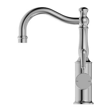 York | Chrome Basin Mixer Hook Spout With Metal Lever