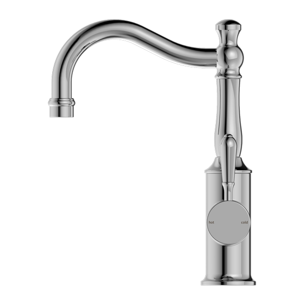 York  |  Chrome Basin Mixer Hook Spout With Metal Lever