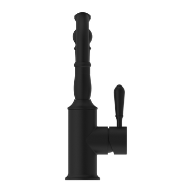 York | Black Basin Mixer Hook Spout With Metal Lever