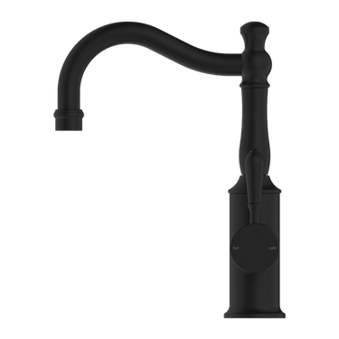 York | Black Basin Mixer Hook Spout With Metal Lever