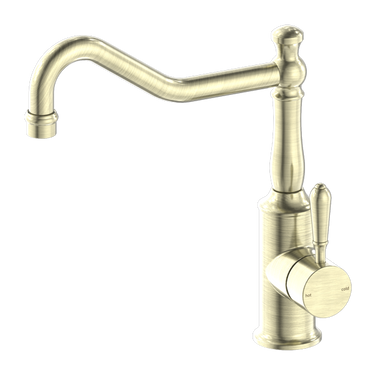 York | Aged Brass Kitchen Mixer Hook Spout With Metal Lever