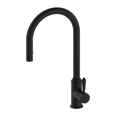 York |  Black Pull Out Sink Mixer With Vegie Spray Function With Metal Lever