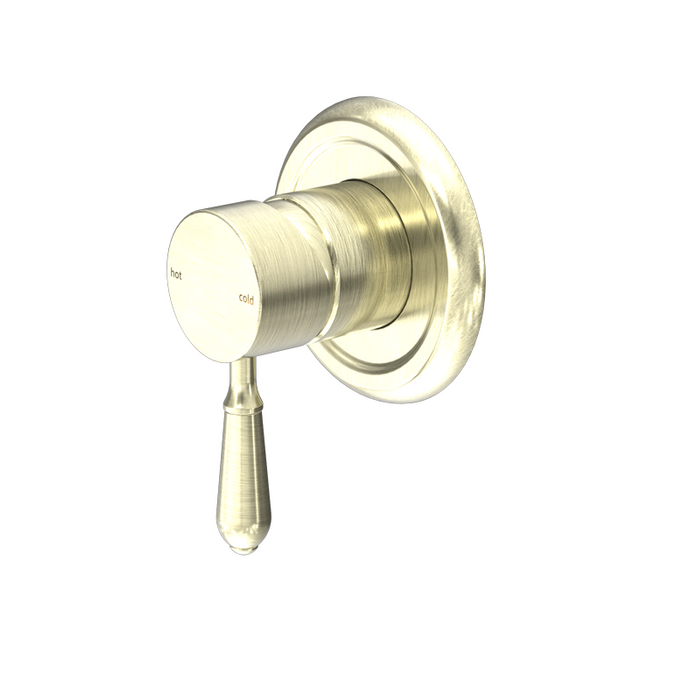 York | Aged Brass Shower Mixer With Metal Lever