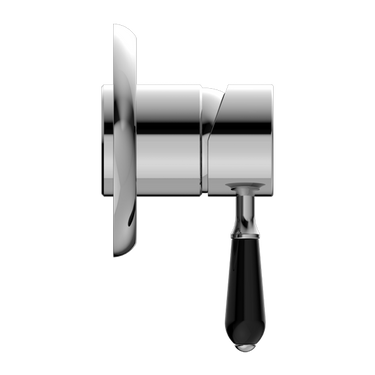York | Chrome Shower Mixer With Black Porcelain Lever