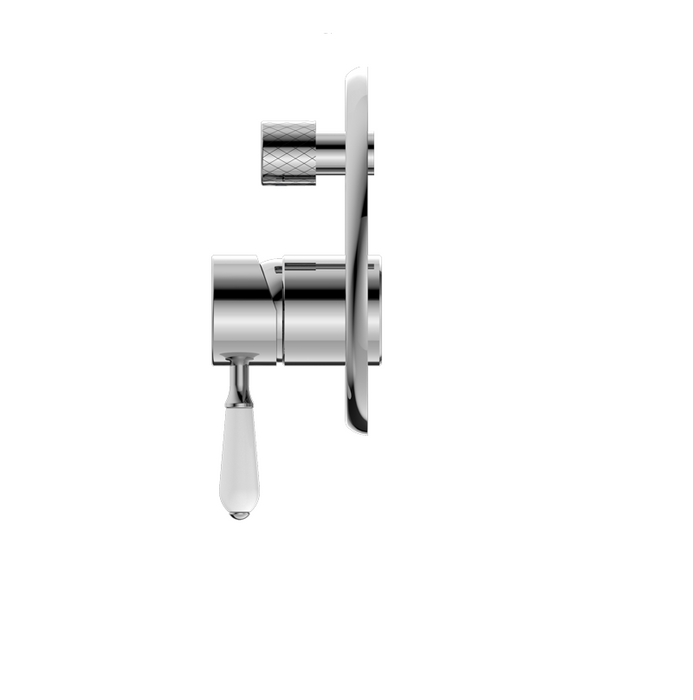 York | Chrome  Shower Mixer With Divertor With  White Porcelain Lever