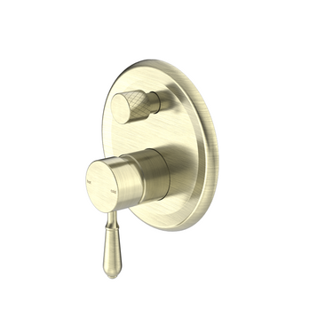 York | Aged Brass Shower Mixer With Divertor With Metal Lever