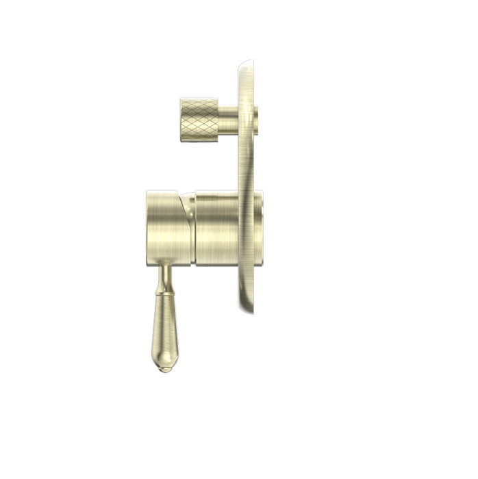 York | Aged Brass Shower Mixer With Divertor With Metal Lever