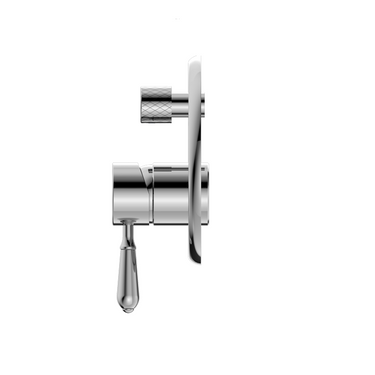 York | Chrome Shower Mixer With Divertor With Black Porcelain Lever
