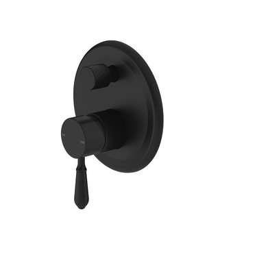 York | Black Shower Mixer With Divertor With Metal Lever