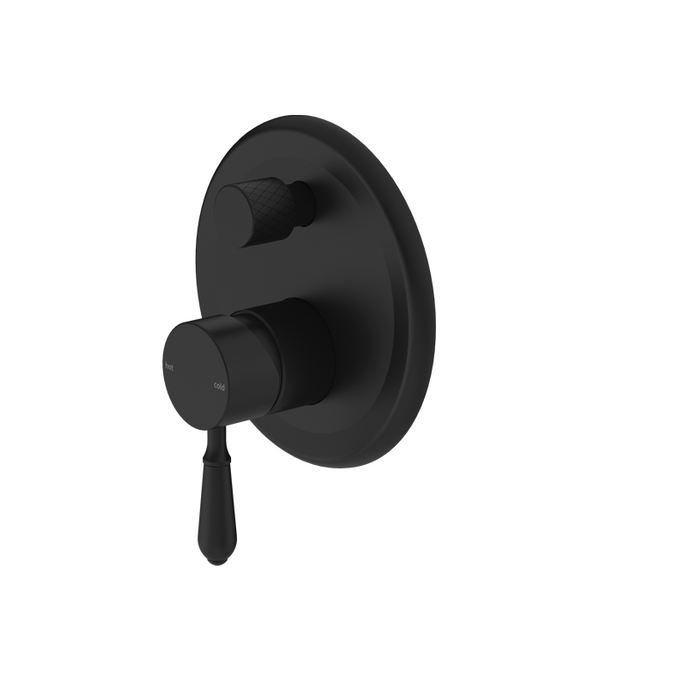 York | Black Shower Mixer With Divertor With Metal Lever