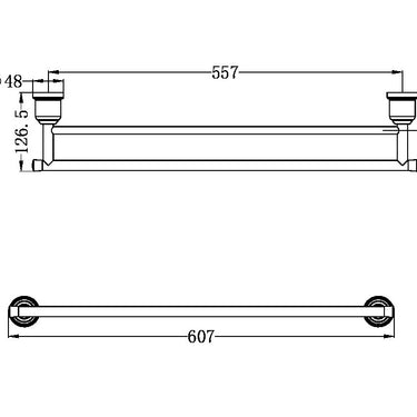 York | Aged Brass Double Towel Rail 600mm