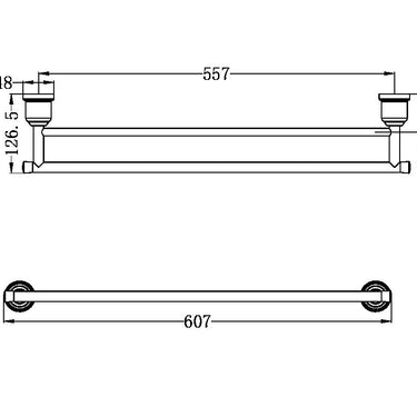 York | Black Double Towel Rail 600mm
