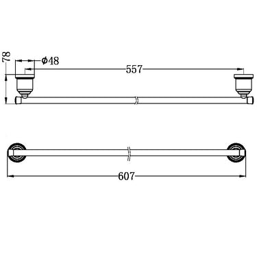 York | Chrome Single Towel Rail 600mm