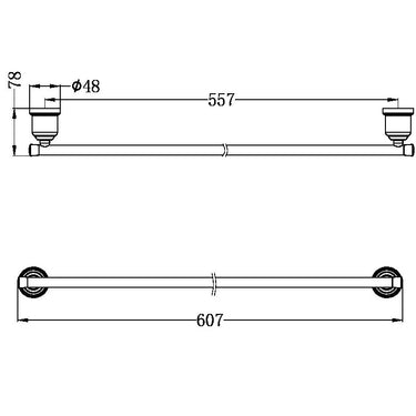 York | Aged Brass Single Towel Rail 600mm