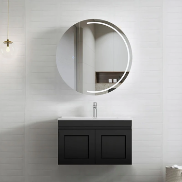 Otti | Hampton 750 Matte Black Mark II Wall Hung Vanity / Ceramic Top