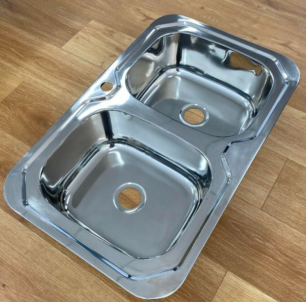 780 x 480 x 170mm Double Bowl Stainless Steel Kitchen/ Laundry Sink