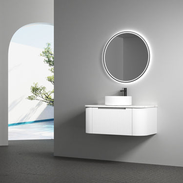 Aulic | Windsor 700 Touchless Round LED Mirror with Matte Black Frame