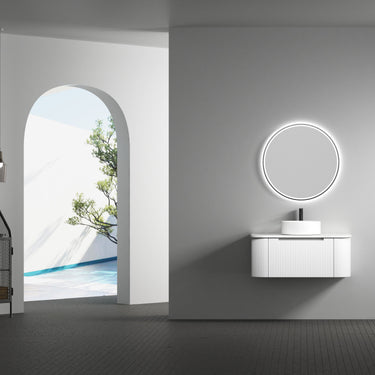 Aulic | Windsor 700 Touchless Round LED Mirror with Gunmetal Grey Frame