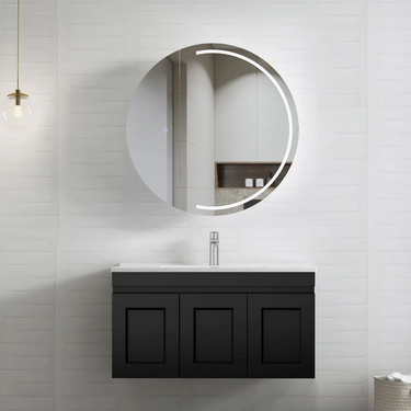 Otti | Hampton 900 Matte Black Mark II Wall Hung Vanity / Ceramic Top