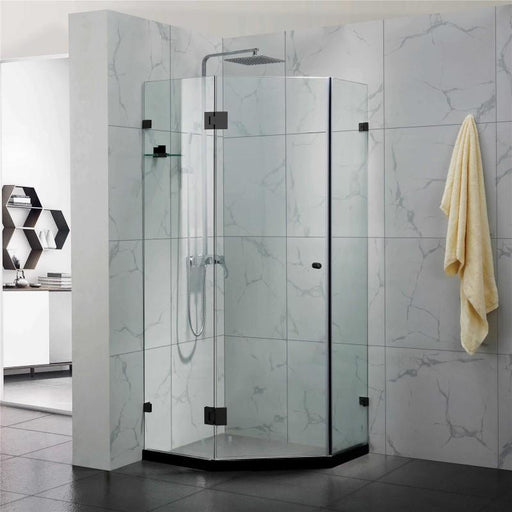 Diamond Black Frameless Shower Screen - Acqua Bathrooms