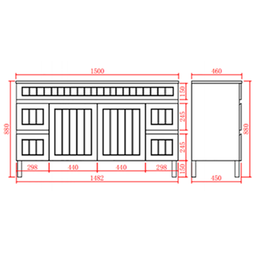 Acacia | 1500 Mate Black Double Bowl Vanity Leg