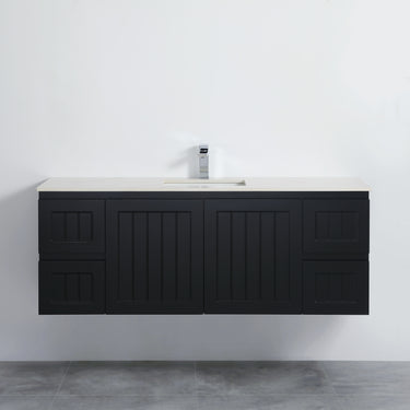 Acacia | 1500 Mate Black Single Bowl Wall Hung Vanity