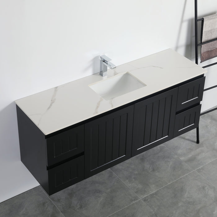 Acacia | 1500 Mate Black Single Bowl Wall Hung Vanity