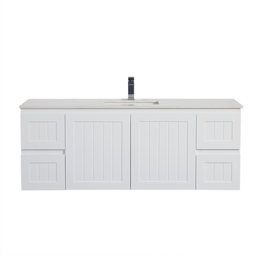 Acacia | 1500 Mate White Single Bowl Wall Hung Vanity