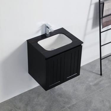 Acacia | 600 Mate Black Single Bowl Wall Hung Vanity