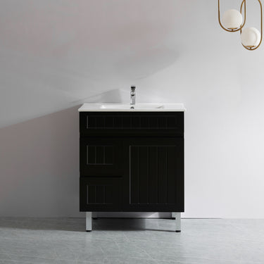 Acacia | 750 Mate Black Left Hand Drawer  Vanity Leg