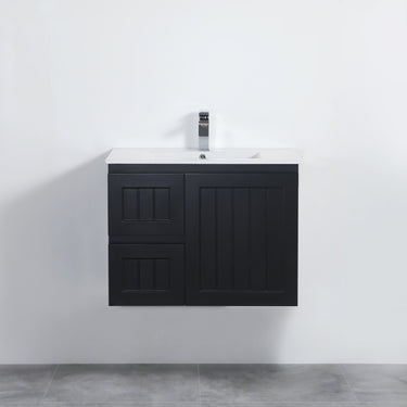 Acacia | 750 Mate Black  Left Hand Drawer Wall Hung Vanity