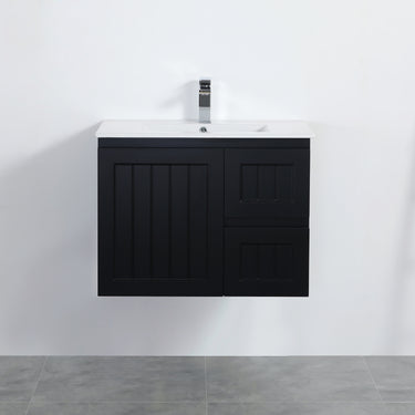 Acacia | 750 Mate Black Right Hand Drawer Wall Hung Vanity