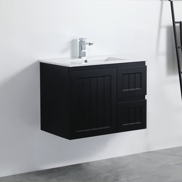 Acacia | 750 Mate Black Right Hand Drawer Wall Hung Vanity