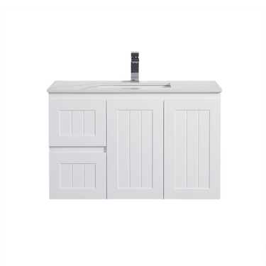 Acacia | 900 Matte White Single Bowl Wall Hung Vanity