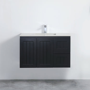 Acacia | 900 Mate Black Right Hand Drawer Wall Hung Vanity
