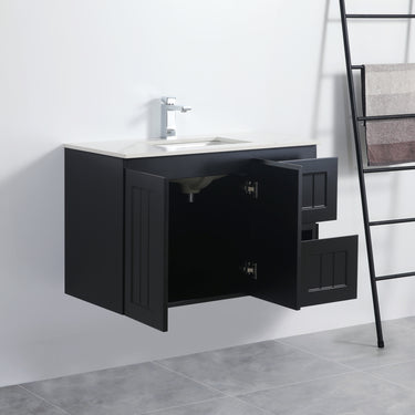 Acacia | 900 Mate Black Right Hand Drawer Wall Hung Vanity