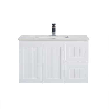 Acacia | 900 Mate White Right Hand Drawer Wall Hung Vanity