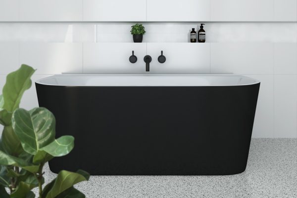 Alegra 1700 Back-to-wall Freestanding Bath (Black )