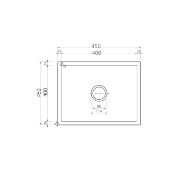 Arcko Black Under/over-mount Single Bowl Granite Sink 450 x 450 x 230 mm