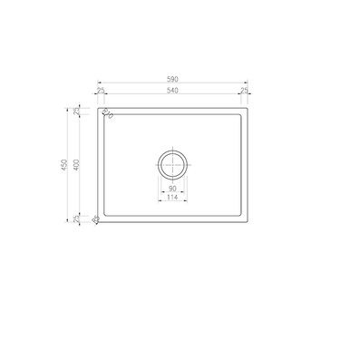 Arcko Black Under/over-mount Single Bowl Granite Sink 590 x 450 x 230 mm