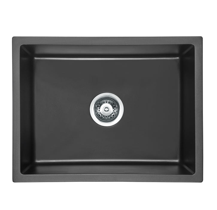 Arcko Black Under/over-mount Single Bowl Granite Sink 590 x 450 x 230 mm