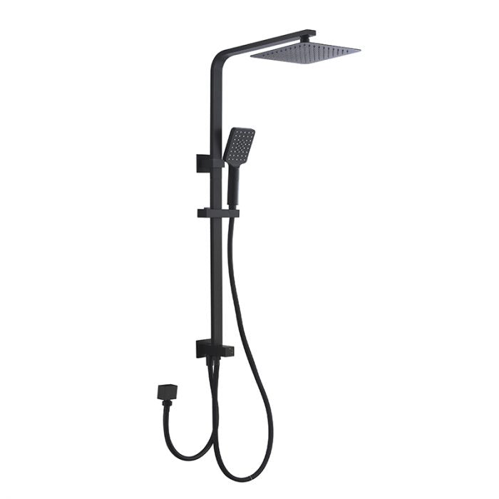 Piazza | Square shower rail set 2 in 1 | Double hose | Black