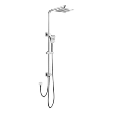 Piazza | Square shower rail set 2 in 1 | Double hose | Chrome