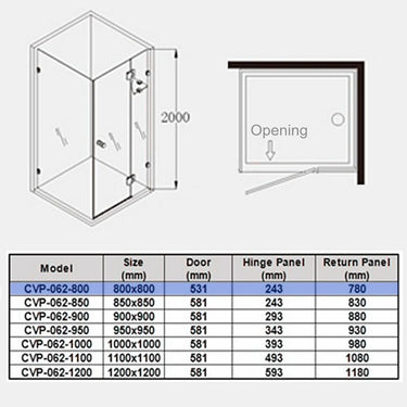 Square Frameless Corner Shower Screen - Acqua Bathrooms