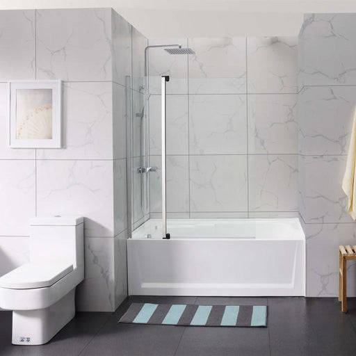 1200 x 1400 mm Pivot Frameless Over Bath Screen - Acqua Bathrooms
