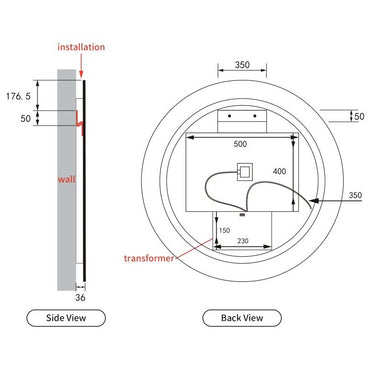 Aulic | Windsor 900 Touchless Round LED Mirror with Brushed Nickel Frame