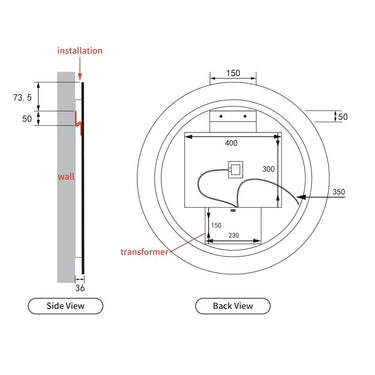 Aulic | Windsor 700 Touchless Round LED Mirror with Matte White Frame