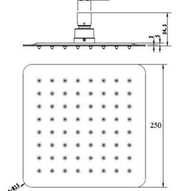 Piazza | Square Gunmetal Grey Shower Head 250x250mm