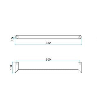 Thermo | Round Single Bar Heated Towel Rail | W632xH32xD100mm